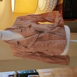 Lou & Grey Heathered Dusty Rose Moto Jacket - sz S